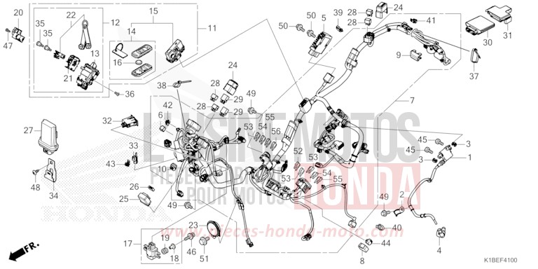 WIRE HARNESS/FOB KEY for Forza 350 PEARL SIENA RED (R320) from 2023